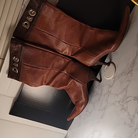 AUTHENTIC DOLCE & GABBANA  BROWN LEATHER LIZARD PRINT BOOTS - US 10 / EU 40 - Picture 13 of 16